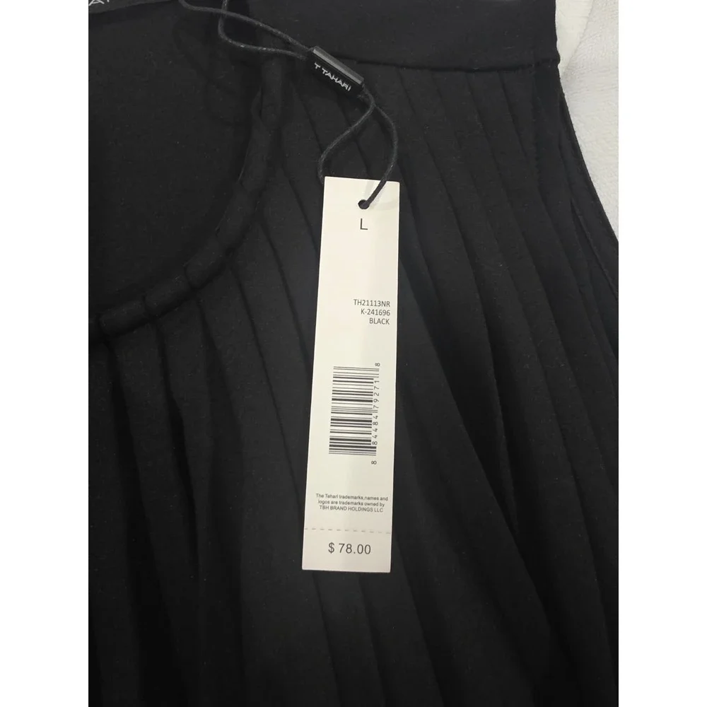 NWT Tahari Black Pleated Sleeveless Zipper Back Work Classic Statement‎ Top